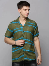 Men Green Printed Casual Shirt-RESORTPRINT-3181-Olive
